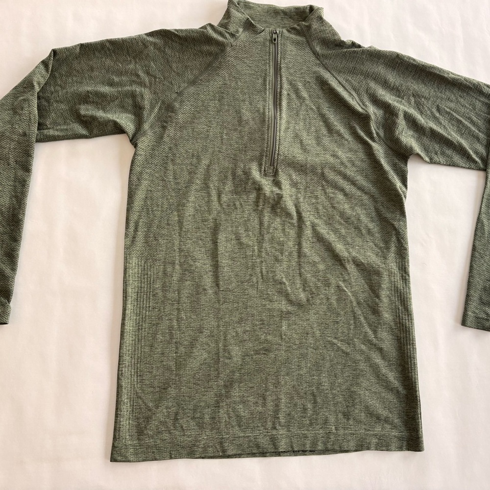 Lululemon Moss Green Quarter-Zip Long Sleeve Top